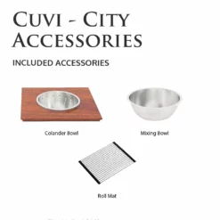 Pearl® CUVI - CITY - 16 Gauge Single Bowl Stainless Steel Kitchen Sink System