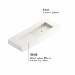 COSENTINO COSENTINO INTEGRATED VANITIES Reflection 900 Single Bowl One-piece Vanity Sink