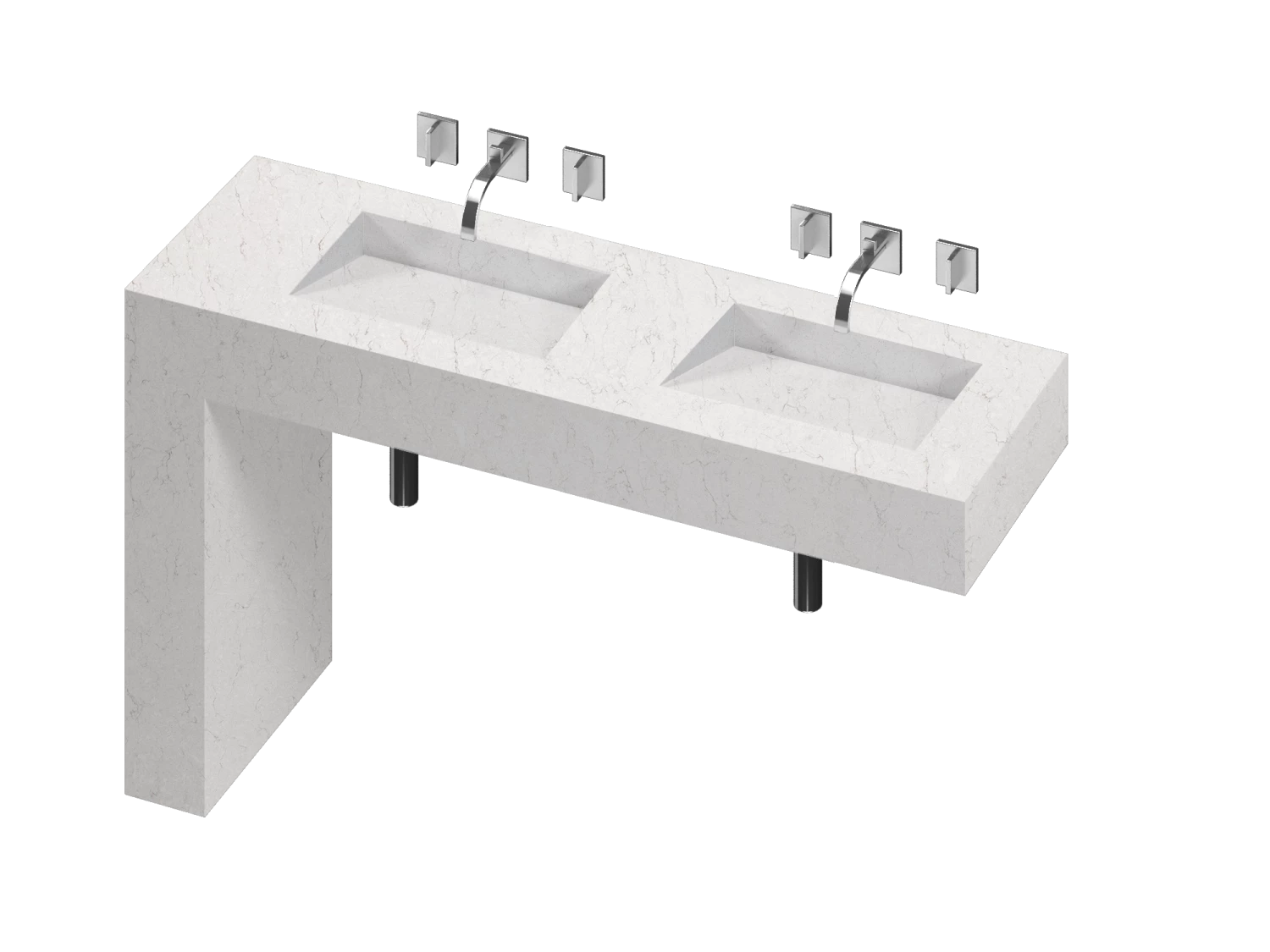 COSENTINO COSENTINO INTEGRATED VANITIES Balance 2 Double Bowl One-piece Vanity Sink 3 COSENTINO COSENTINO INTEGRATED VANITIES Balance 2 Double Bowl One-piece Vanity Sink