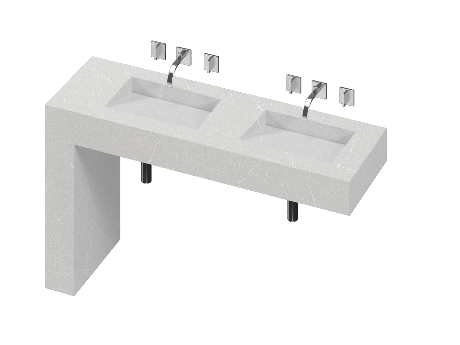 COSENTINO COSENTINO INTEGRATED VANITIES Balance 2 Double Bowl One-piece Vanity Sink 9 COSENTINO COSENTINO INTEGRATED VANITIES Balance 2 Double Bowl One-piece Vanity Sink