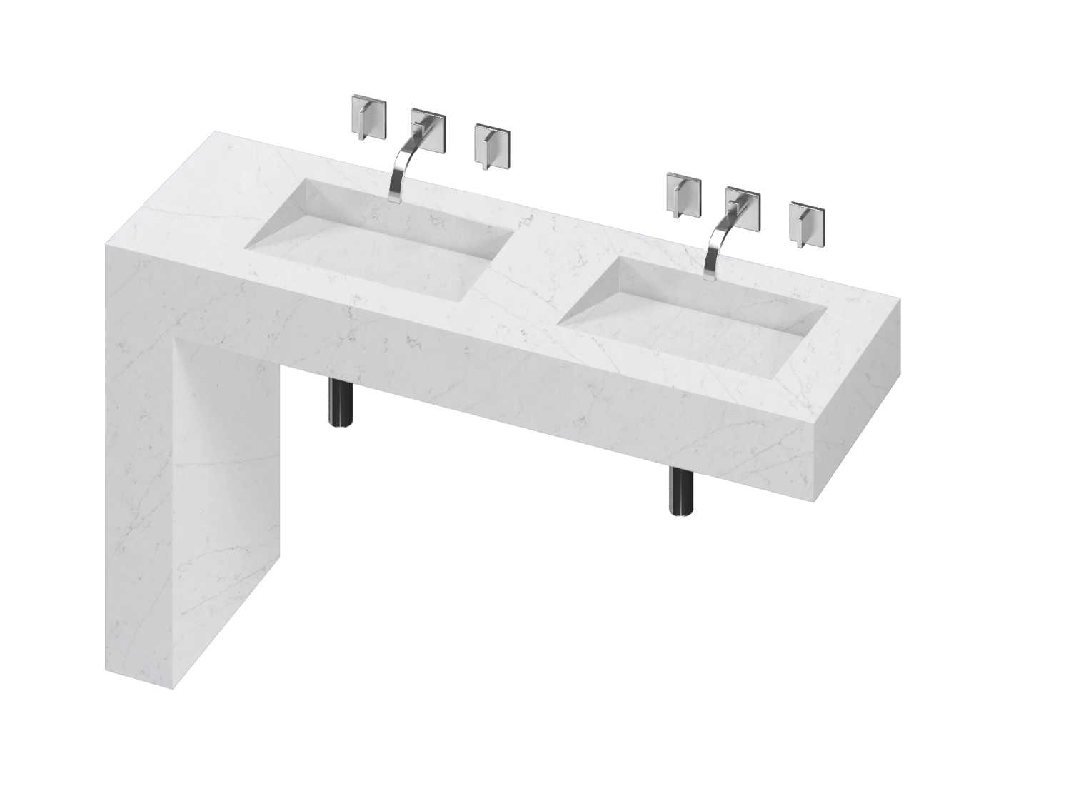 COSENTINO COSENTINO INTEGRATED VANITIES Balance 2 Double Bowl One-piece Vanity Sink 11 COSENTINO COSENTINO INTEGRATED VANITIES Balance 2 Double Bowl One-piece Vanity Sink