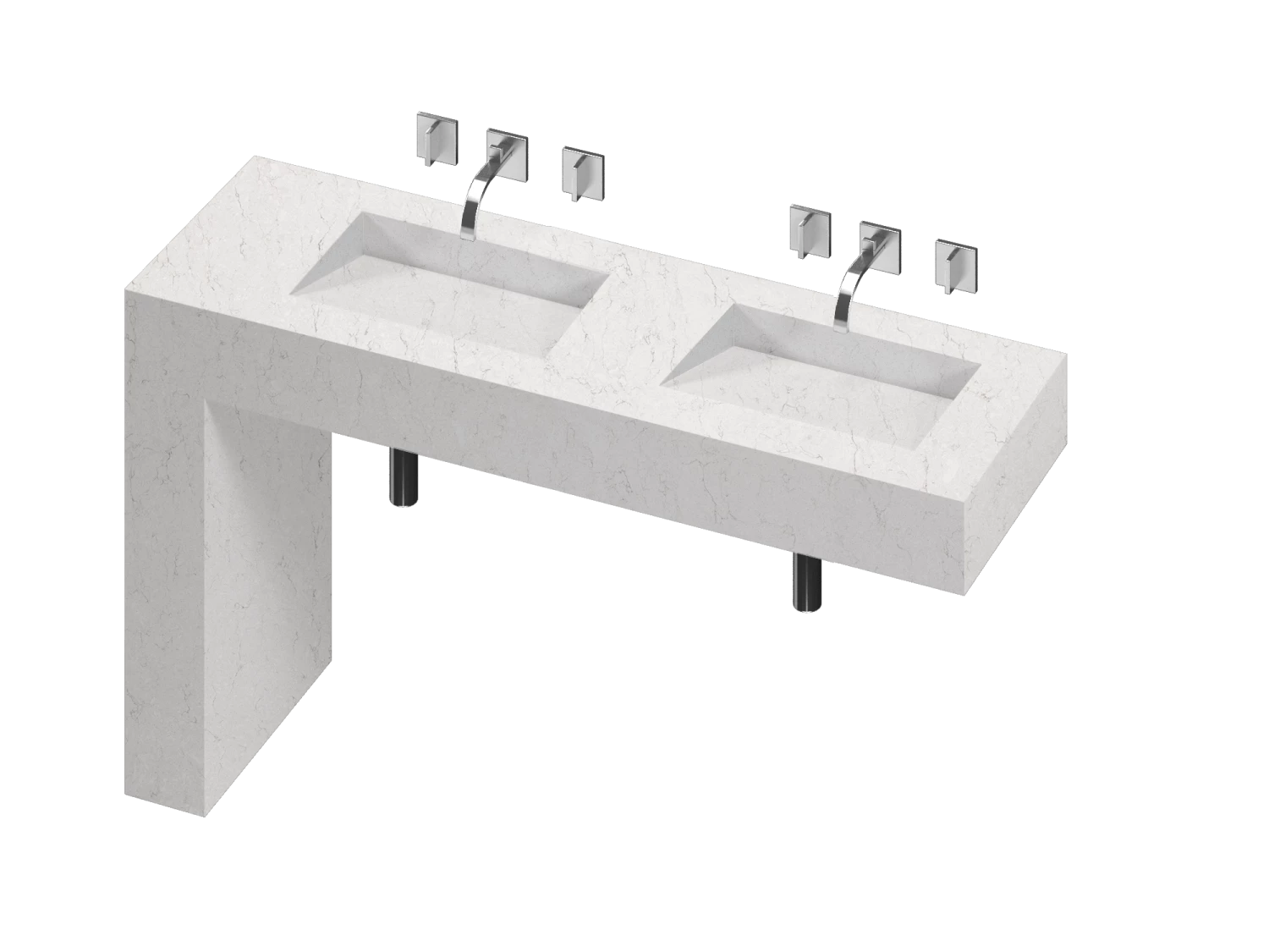 COSENTINO COSENTINO INTEGRATED VANITIES Balance 2 Double Bowl One-piece Vanity Sink 5 COSENTINO COSENTINO INTEGRATED VANITIES Balance 2 Double Bowl One-piece Vanity Sink