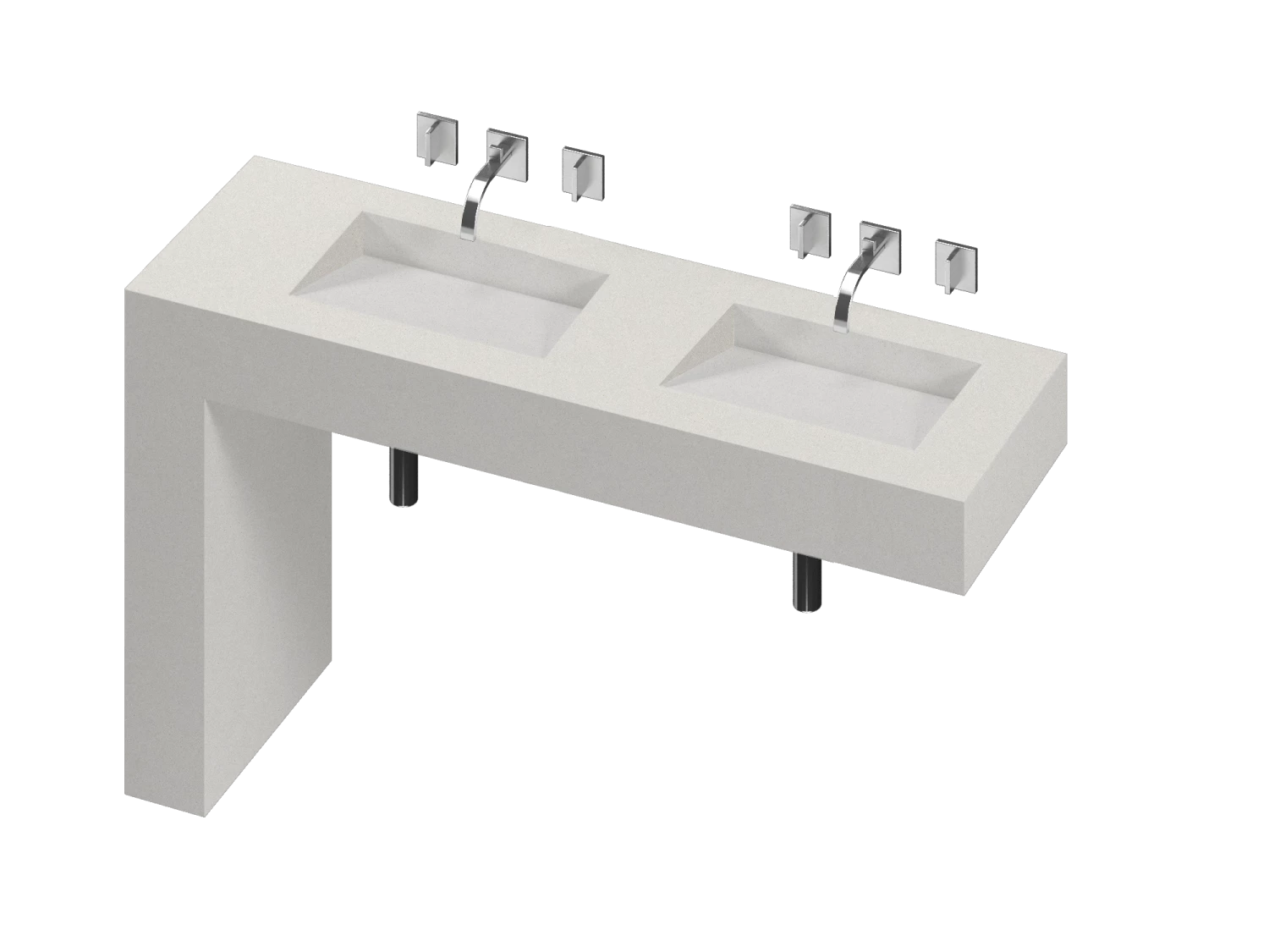 COSENTINO COSENTINO INTEGRATED VANITIES Balance 2 Double Bowl One-piece Vanity Sink 6 COSENTINO COSENTINO INTEGRATED VANITIES Balance 2 Double Bowl One-piece Vanity Sink