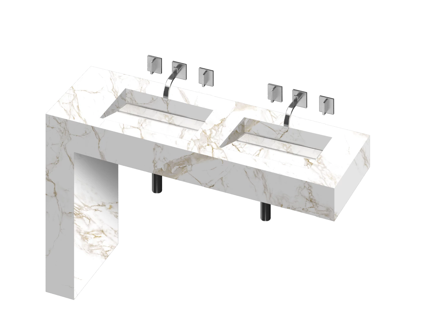 COSENTINO Equilibrium 2 Double Bowl One-piece Vanity Sink 3 COSENTINO Equilibrium 2 Double Bowl One-piece Vanity Sink