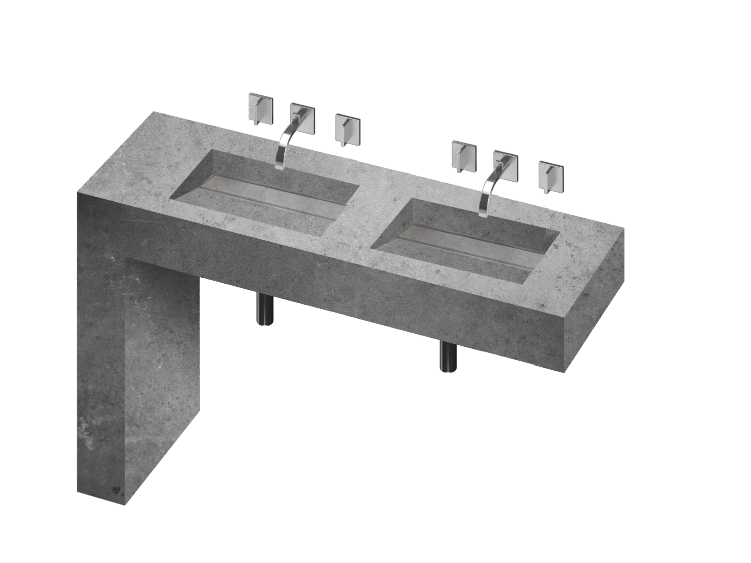 COSENTINO Equilibrium 2 Double Bowl One-piece Vanity Sink 4 COSENTINO Equilibrium 2 Double Bowl One-piece Vanity Sink